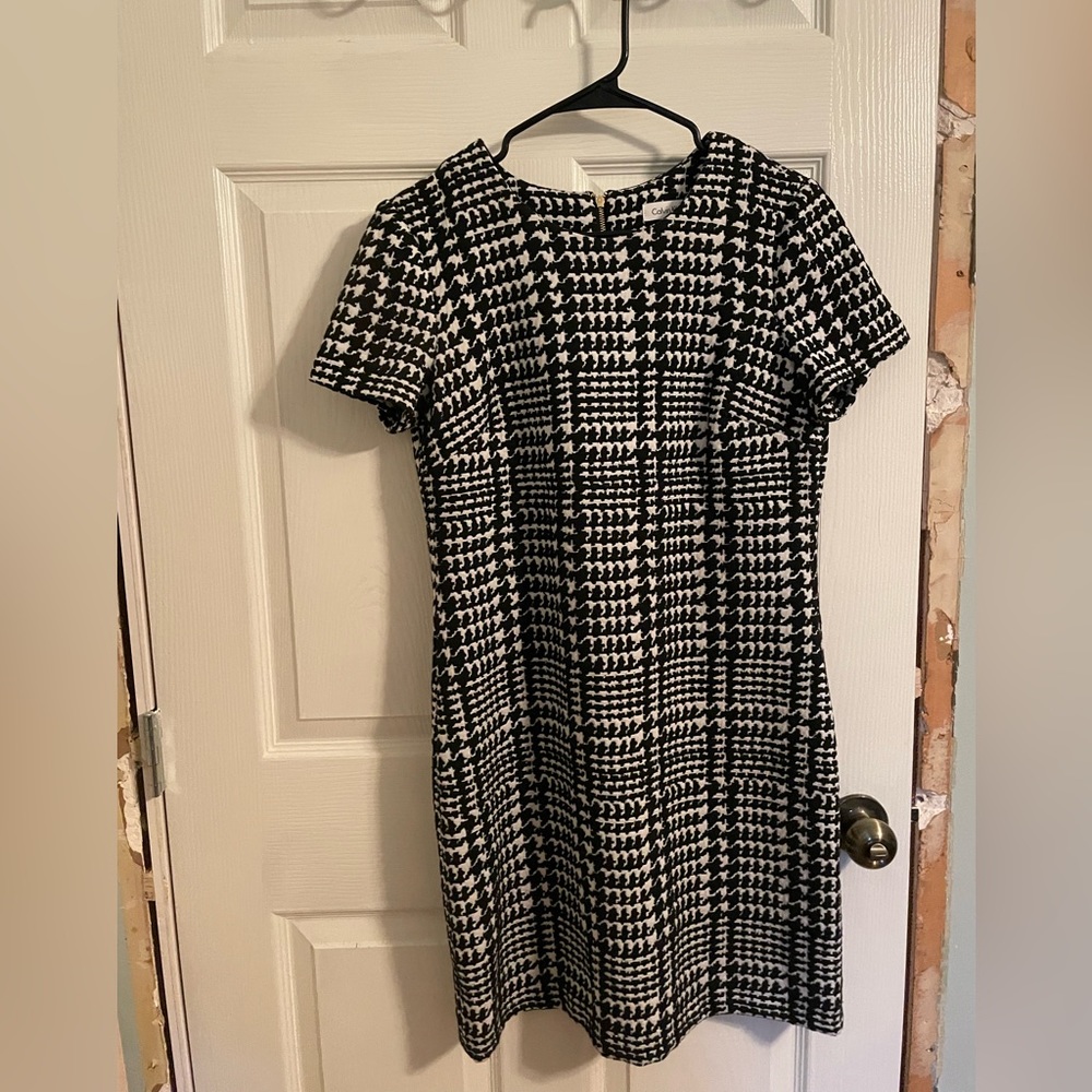 Calvin Klein Short Sleeve Houndstooth Dress